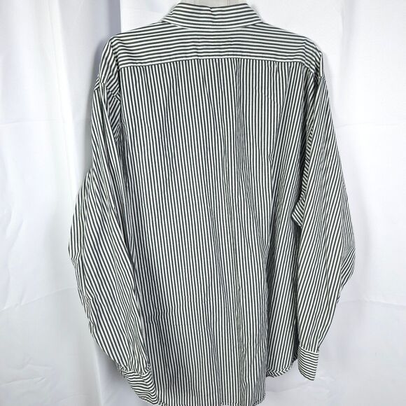 VTG Polo Ralph Lauren Mens 18 34/35 Blue Gray Striped Andrew Classic Dress Shirt - Picture 4 of 7
